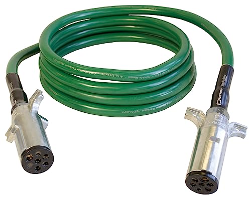 Tectran 7AAB135MW 7-Way Plug ARTICFLEX™ ABS Straight Cable Assembly | Power Brakes for Truck Trailer Tractor | 4/12-2/10 Conductor | 1/8 Gauge | Die-Cast Plugs w/WeatherSeal™ | Green | (13.5' Length) - size: 13.5' Length