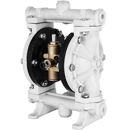 VEVOR Air-Operated Double Diaphragm Pump, 1/2 in Inlet & Outlet, Polypropylene Body, 2.5 GPM & Max 80PSI, PTFE Diaphragm Pneumatic Transfer Pump for Petroleum, Diesel, Oil & Low Viscosity Fluids - size: 2.5 GPM