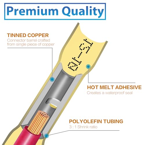 Heat Shrink Butt Connectors - Oiojuct Waterproof Wire Crimps for Marine and Automotive Wiring (80Pcs)