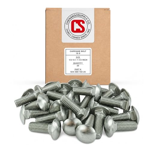 Chenango Supply 1/2-13 x 1-1/2" Stainless Carriage Bolts - size: 1/2-13 x 1-1/2"