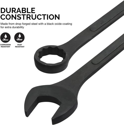 Neiko 03129A Jumbo Combination Wrench Set, 10-Piece Open-End Wrench Set, SAE Sizes 1 5/16 Inches to 2 Inches for Large Vehicles, Black Oxide Finish - size: 10 Piece, style: SAE