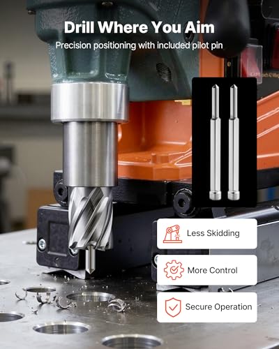 VEVOR Annular Cutter Set, 4 pcs Weldon Shank Mag Drill Bits Kit, 1" Cutting Depth, 1" Cutting Diameter, HSS, 2 Drill Bits with 2 Pilot Pins and Plastic Cases, for Magnetic Drills, Steel, Aluminum - size: 1" * 1"