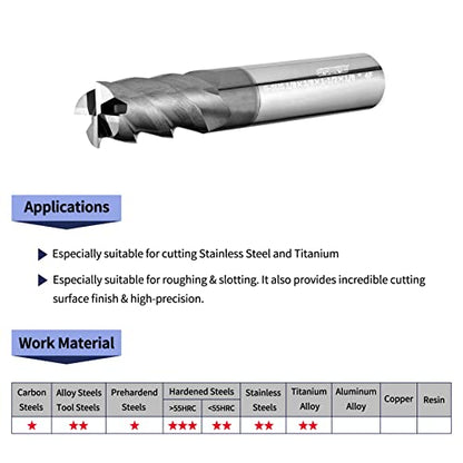 Tools Carbide End Mill,PVD AlTiN Coating for Stainless Steel Materials Cutting, 4 Flute,1/8" Shank (1/8-1.5", 5pcs) - size: 1/8"DIA - 3/8"FL - 1.5"OL 3/8Shank 5pcs