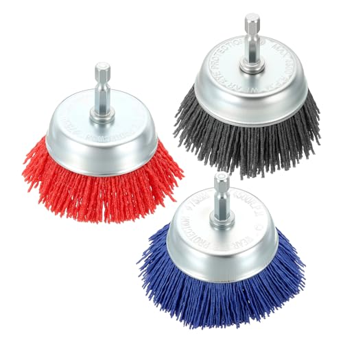 3Pack Wire Brush for Drill Set with 1/4" Hex Shank, 80-240 Grit