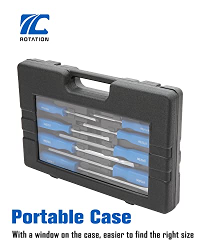 ROTATION 12pc Magnetic Go-Thru Screwdriver Set, 6 Phillips and 6 Flat