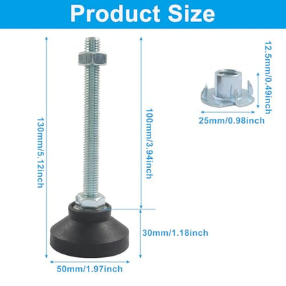 M10 Thread Adjustable Feet, D50 x M10 x H100, 4 Pcs - size: 4 Pcs (D50 x M10 x H100)