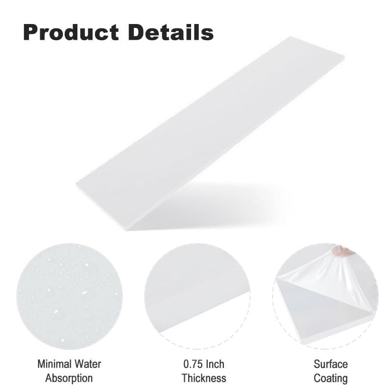 12x48'' HDPE Sheet 3/4 inch Thick, White - color: White