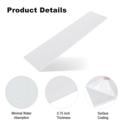 12x48'' HDPE Sheet 3/4 inch Thick, White - color: White