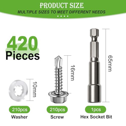 mxuteuk 420PCS #8×5/8" Self Tapping Screws,410 Stainless Steel - size: SV #8 ×5/8"