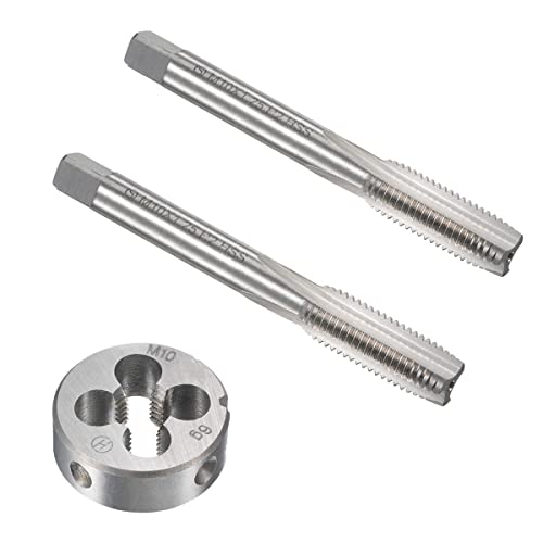 10mm x 1.25 HSS Metric Tap and Die Set Right Hand Thread,Tapping DIY Tool 3pcs (M10 x 1.25mm) - size: M10 x 1.25mm
