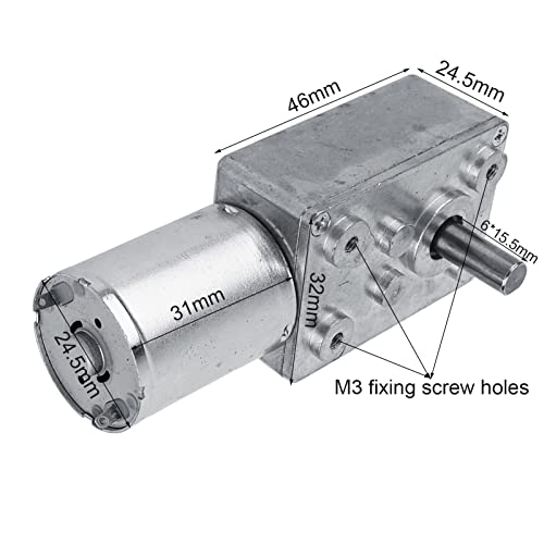 DC Motor 12V, 100RPM Reversible Worm Geared Metal Worm Gear Motor, Electric Reduction Motor Replacement Part for Window Door Opener and Miniature Winch