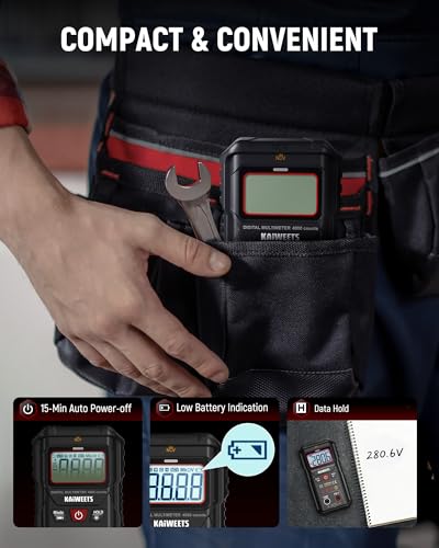 KAIWEETS Digital Multimeter TRMS 4000 Counts Auto Range Voltmeter for Car