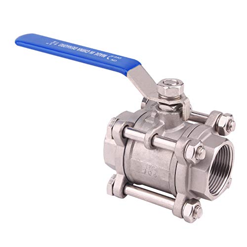 DERNORD Ball Valve NPT Threaded - Stainless Steel 304 Female 3 Piece Full Port (1.25" NPT Female) - size: 1.25" NPT Female