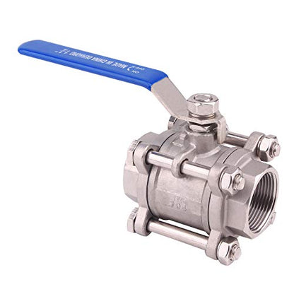 DERNORD Ball Valve NPT Threaded - Stainless Steel 304 Female 3 Piece Full Port (1.25" NPT Female) - size: 1.25" NPT Female
