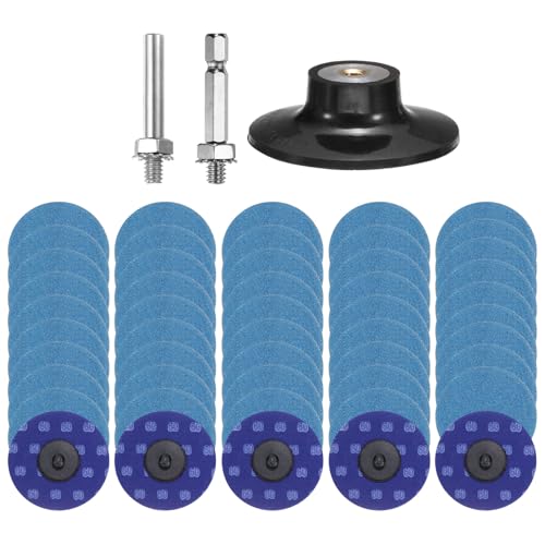 HARFINGTON 53pcs Quick Change Discs Set 3" Lock Sanding Discs with 1/4" Shank Pad Holder P60 Grit Surface Conditioning for Polish Rust Removal - size: 3"