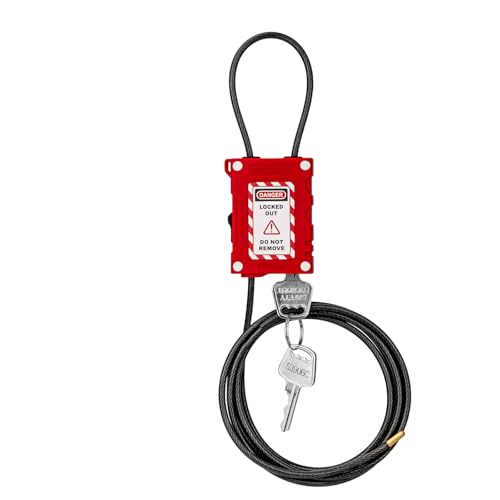 Lockout Tagout Cable Locks with 2 Keys | OSHA Compliant Adjustable 0.16"x78.7" PVC Steel Cable | for Valves & Panels | Nylon PA66 Loto Padlock Keyed Alike(BD-LG81KA-2M) - color: BD-LG81KA-2M