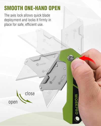 WORKPRO Box Cutter, Utility Knife, Green - color: Green