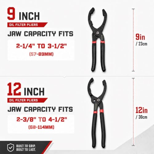 3-Piece Oil Filter Wrench Set, Oil Filter Removal Tool - color: 3-piece Set（9" & 12" Pliers + 3-jaw Tool）