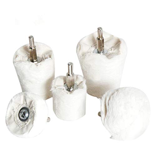 Polishing Pad Buffing Wheel Kit White Flannelette 5 Pack, Polisher Tools Fit for Metal Aluminum Stainless Steel Chrome Wood Plastic Ceramic Glass Woods Fabric Cotton Machine Jewelry etc - size: 5 PCS