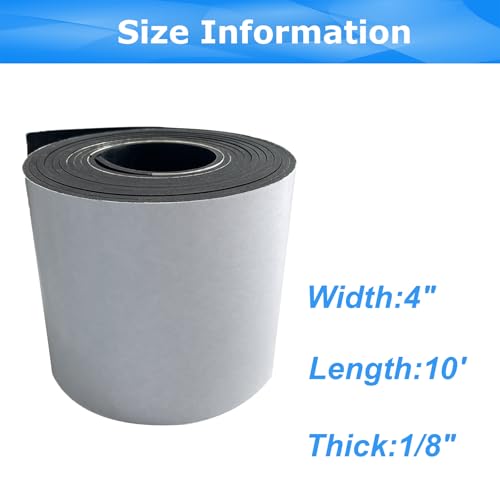 Adhesive Rubber Strips 1/8 (.125)" Thick X 4" Wide X 10'Long - size: 4"X10'X1/8", style: With Adhesive