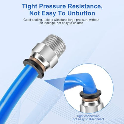 CNAODUN 12 Pcs Push to Connect Fittings 5/16 Inch Tube OD x 1/4 Inch NPT Thread Pneumatic Male Straight and Elbow Quick Connect Air line fittings - size: 5/16"OD x 1/4"NPT