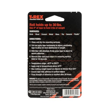 T-REX Waterproof Mounting Tape, 1 in x 60 in, Clear, 1 Roll - size: 25mm x 1.5m