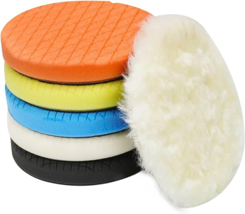 Autolock 5" Buffing Polishing Pads, 6Pcs 140mm Face for 5Inch Backing Plate - size: 5.5 inch 6 pack