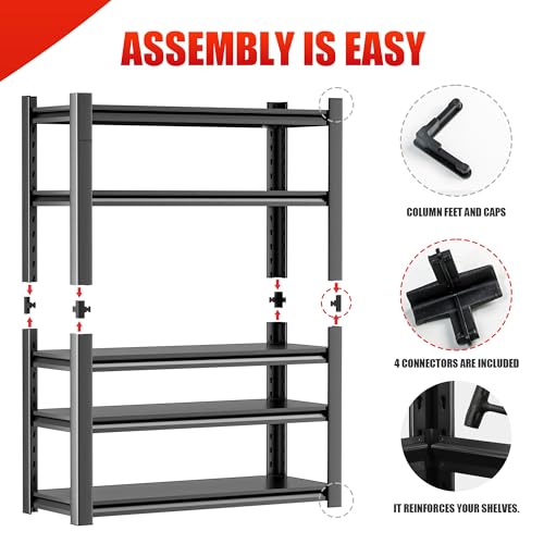 OLLRRACT 5-Tier Garage Shelving, Metal Storage Shelves, Utility Shelf - size: 24" D x48" W x72" H