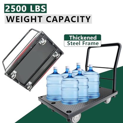 Panel Cart 2in1 Drywall Cart 38" x 24" Platform Truck 2500 lbs Capacity Flatbed Cart with 1Front and 3 Side Handrails& Swivel Casters