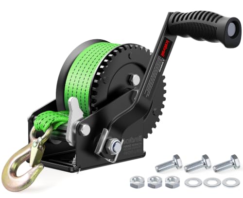 Kolvoii 1600 lb Boat Trailer Winch, 26 ft Strap, 4.1:1, Green - size: 1600 lb - Green Strap