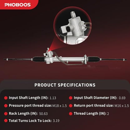 PHOBOOS Hydraulic Power Steering Rack and Pinion Fit for Volkswagen - size: 26-1815