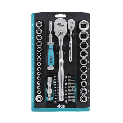 HB 65-Piece Socket Set, Dual 1/4" & 1/2" Sealed Head Ratchets & Rack - size: 65-Piece 1/4" & 1/2" Drive