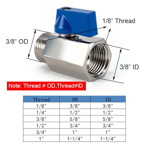 2Pcs Shut Off Valve 1/8" NPT Male x 1/8" NPT Female Ball Valve - size: 1/8 MNPT x 1/8 FNPT