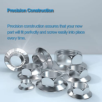 M10x1.5 Flange Serrated Nut 15PCS ROARADE Hex 304 Stainless Steel Nut (M10x1.5 304 15 PCS) - size: M10x1.5 304 15 PCS