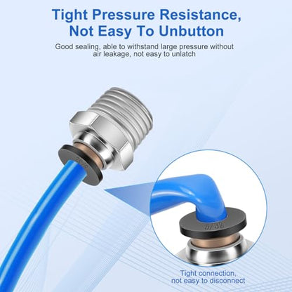 CNAODUN 12 Pcs Push to Connect Fittings 5/32 Inch Tube OD x 1/4 Inch NPT Thread Pneumatic Male Straight and Elbow Quick Connect Air line fittings - size: 5/32"OD x 1/4"NPT