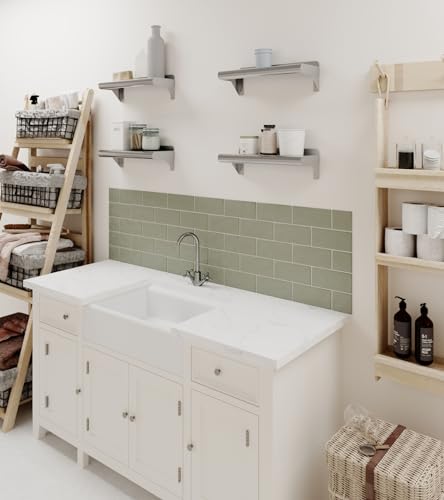 AmGood Narrow 6 in. Deep x 16 in. Wide Stainless Steel Wall Mount Shelf with Backsplash - Bathroom, Restroom & Spice Storage | NSF 18-Gauge 430 | Bullnose Edge, Brackets Included - size: 16 in. x 6 in.