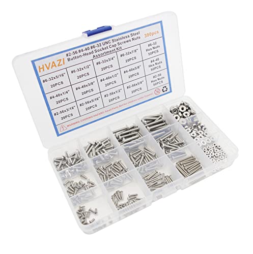 #2-56#4-40#6-32 UNC 304 SS Button-Head Socket Cap Screws & Nuts Kit - size: #2-56 #4-40 #6-32 UNC