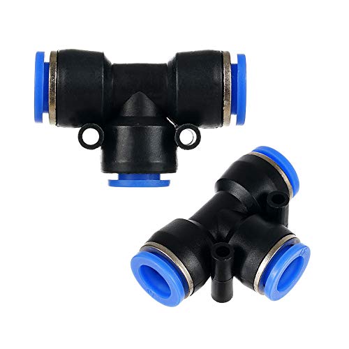 Yoebor Push to Connect Tee 5mm x 5mm x 5mm OD PTC Air Hose T-fitting 10pcs - size: 5mm