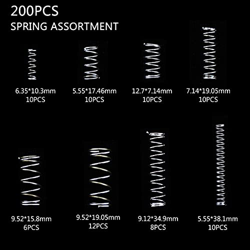 1/2 Sets Spring Assortment kit, 200pcs Heavy Steel Wire-Metal Extension Spring Replacement Kit (2)