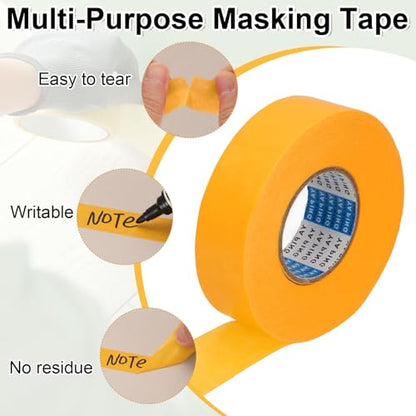 2roll Masking Tape (0.8" x55Yards Yellow) No Residue Universal Tape - color: Yellow, size: 0.8" x 55Yards
