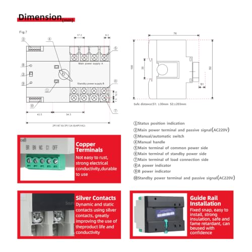 CNC 4P 63A AC220V Automatic/Manual Transfer Switch - size: 63A-4P-220V