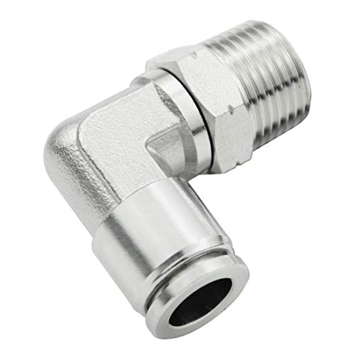 Beduan Push to Connect Fitting Elbow, 1/4" Tube OD x 1/8" NPT Male 90 Degree Elbow Adapter 304 Stainless Steel Air Union Fitting - size: 1/4"Tube OD-1/8"NPT, style: 1Pc