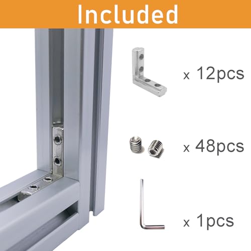 12 Sets 1010 Series Aluminum Extrusion L-Shape Inside Corner Connectors,12pcs 1010 Extruded Aluminum Profile L Bracket with Screws and Wrench, for 1010 Extrusion Profile Accessories - style: 12 Sets Silver 25S Internal Bracket