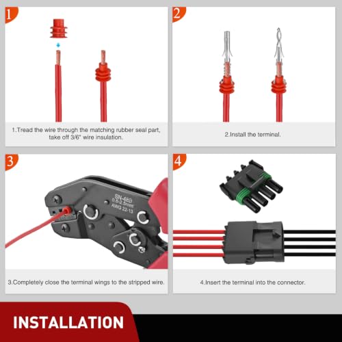 Nilight 180PCS 10 Kits 4 Pin Waterproof Automotive Electrical Connector Kit - size: 4Pin Spark Plug Connector 180PCS