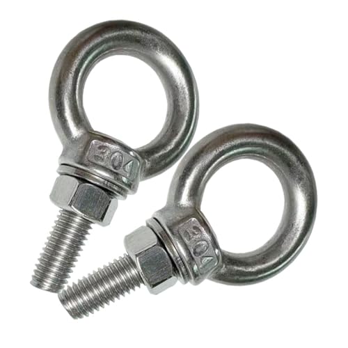 Shoulder Eye Bolt, 2 PCS M10 Heavy Duty Lifting Ring 1.2" Threaded Eyebolt Lifting Ring Eye Bolts with Nuts and Flat Washers(Thread Length 30mm) - size: m10x30(2pcs)