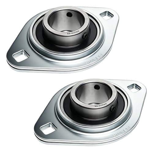2 Pack SBPFL208-24 Pillow Block Bearings 1-1/2" Bore Bearing Units Steel Flange Mounted Bearing Housing Pressed Steel Flange Bearing (SBPFL208) - style: SBPFL208-24
