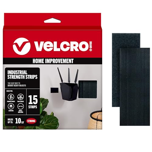 VELCRO Brand Heavy Duty Strips with Adhesive, Black, 4x2 in Strips, 15 pk - color: Black, size: 4in x 2in – 15pk