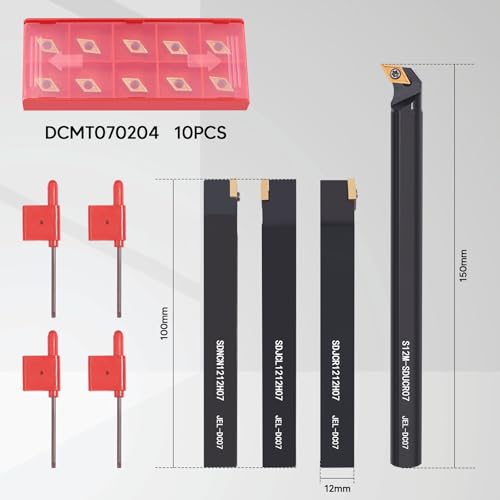 Indexable Lathe Turning Tools 14pcs Kit，1/2'' 12mm Shank - style: 4pcs 1/2" 12mm Shanks +10pcs Inserts