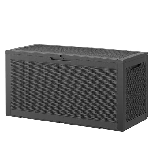 Outdoor Storage Waterproof Deck Box for Patio (120 Gallon, Black) - color: Black, size: 120 Gallon