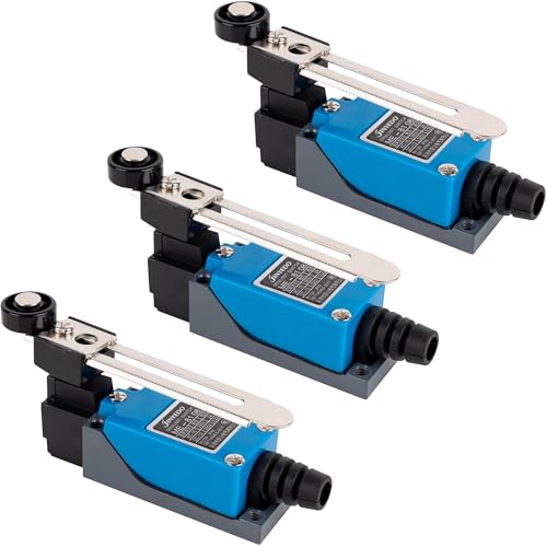BlueStars 3Pcs ME-8108 Adjustable Roller Lever Arm Limit Switch,NC NO Snap Action Micro Switch,250VAC 5A